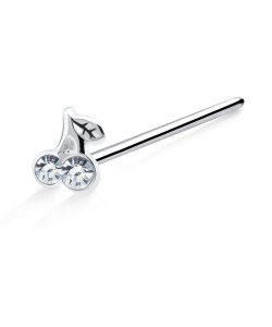 Cherry with Leaf Shaped Silver Straight Nose Stud NSKA-368